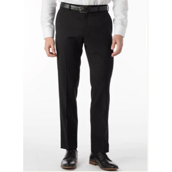 BALLIN Theo Super 120's Wool Blend Black Dress Slacks Pants // 34 x 30 - Picture 1 of 11
